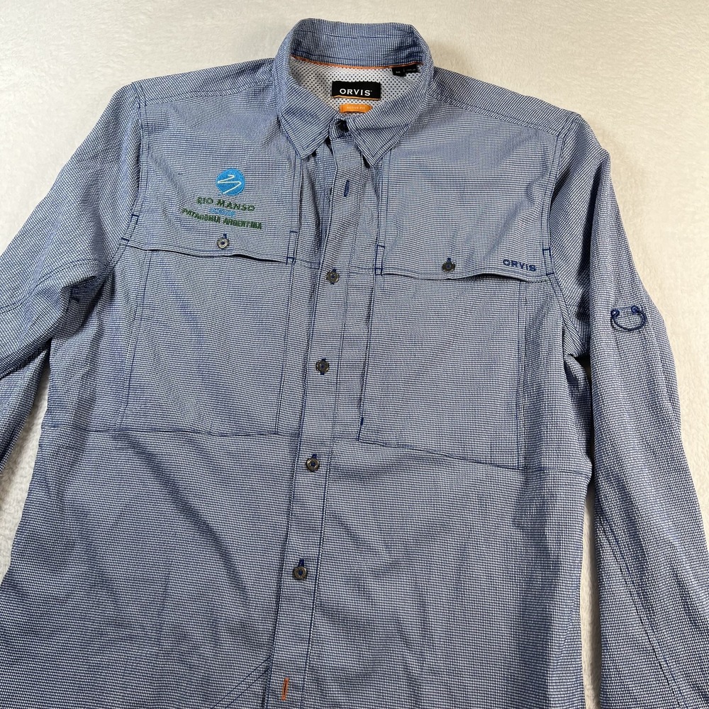Orvis Performance Shirt Mens M Blue Check Long Sleeve Fishing Rio Manso Lodge